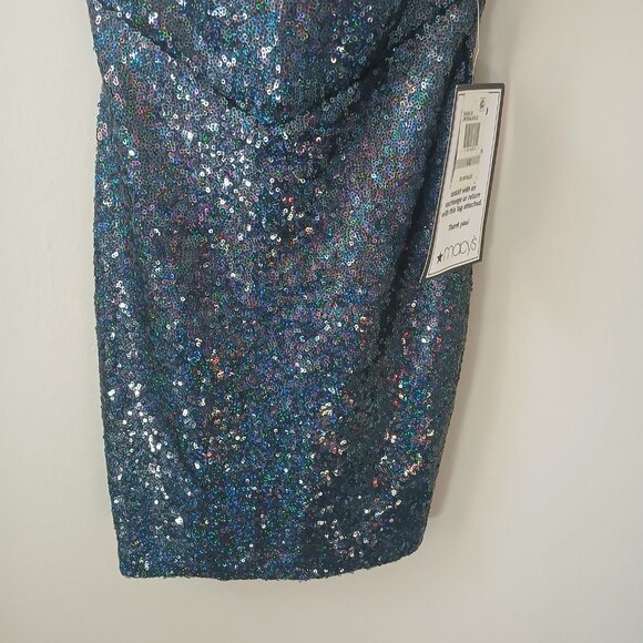 B. Darlin Jrs Sz 1/2 Sequin‎ Sweetheart Mini Dress Blue Zipper Sleeveless Lined - Picture 5 of 16